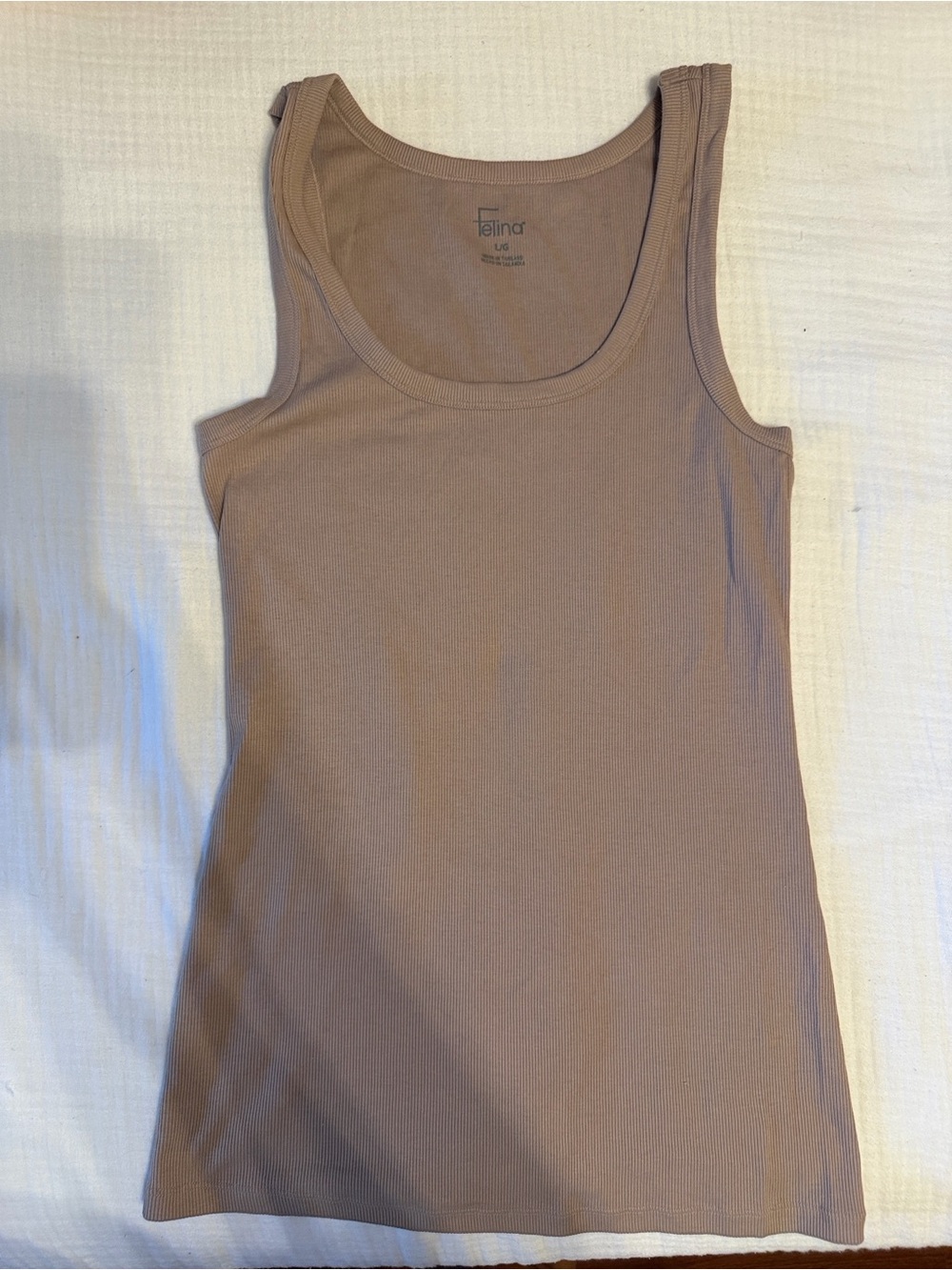 Felina Ribbed Scoop Neck Tank Top in Taupe